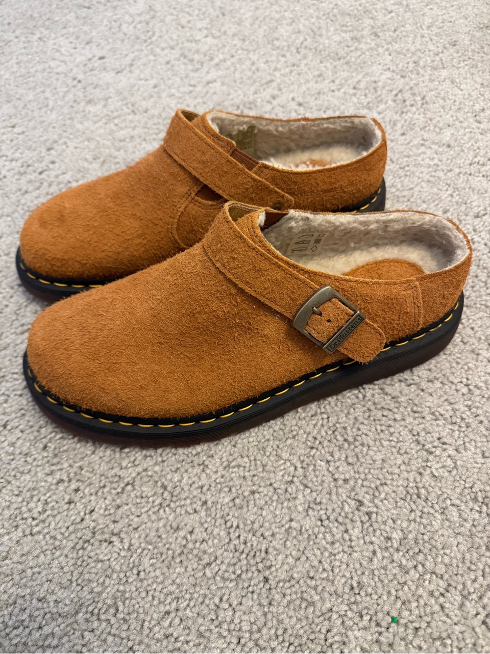 DR. MARTENS ISHAM Faux Shearling Lined Suede Slingback Mules